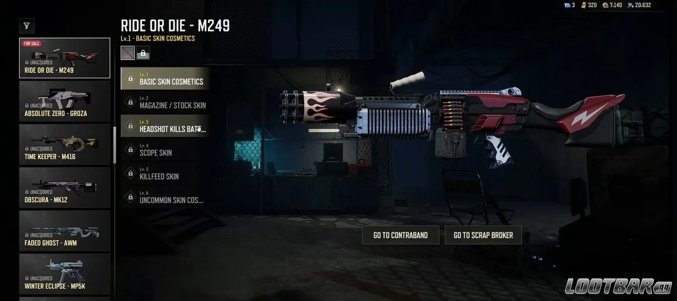 Ride or Die Progressive M249 Skin PUBG