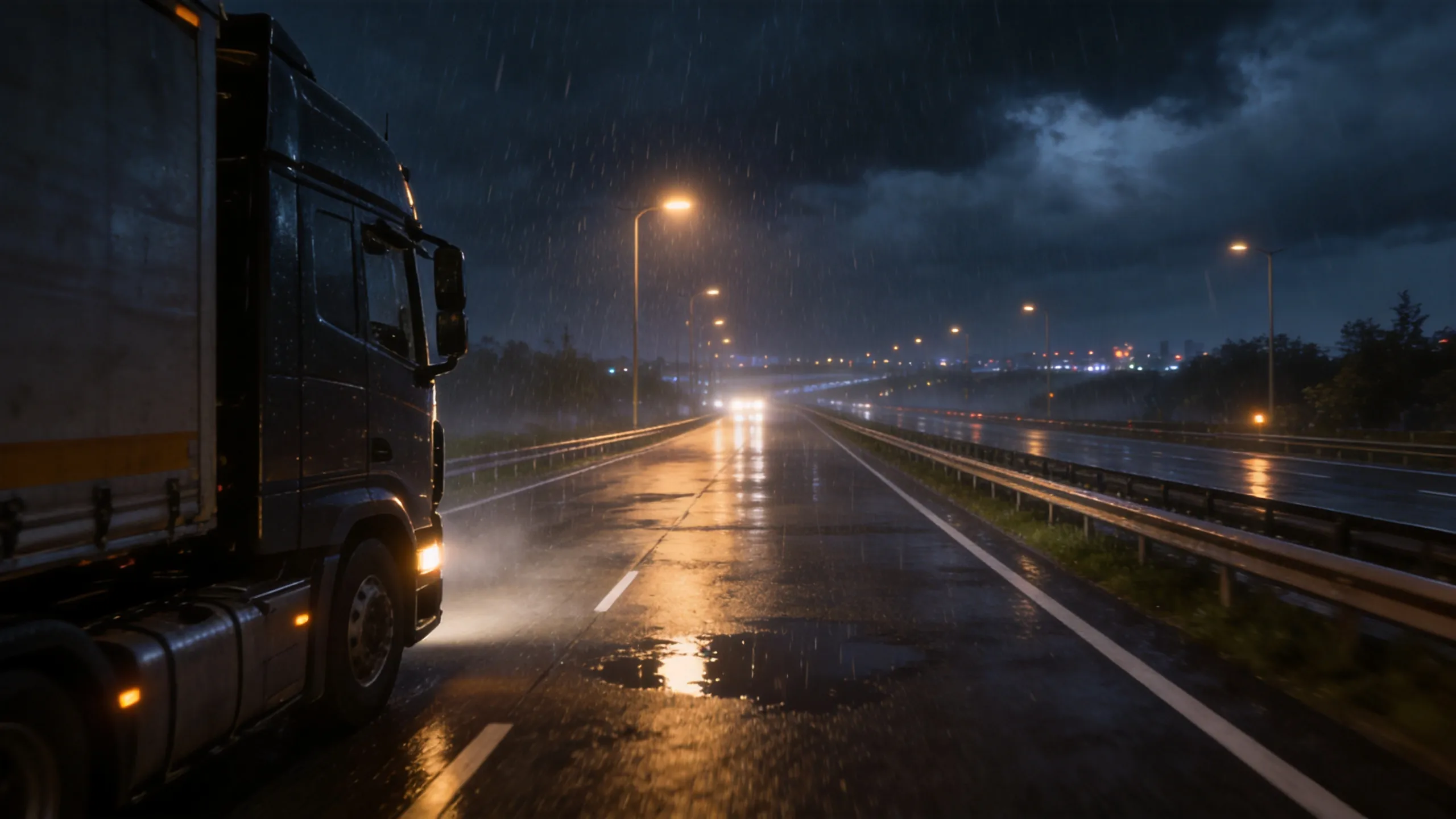 ETS2 Realistic Graphics Mod night rain