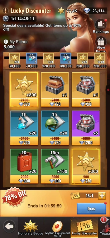 Items during Lucky Discounter Last Z Survival