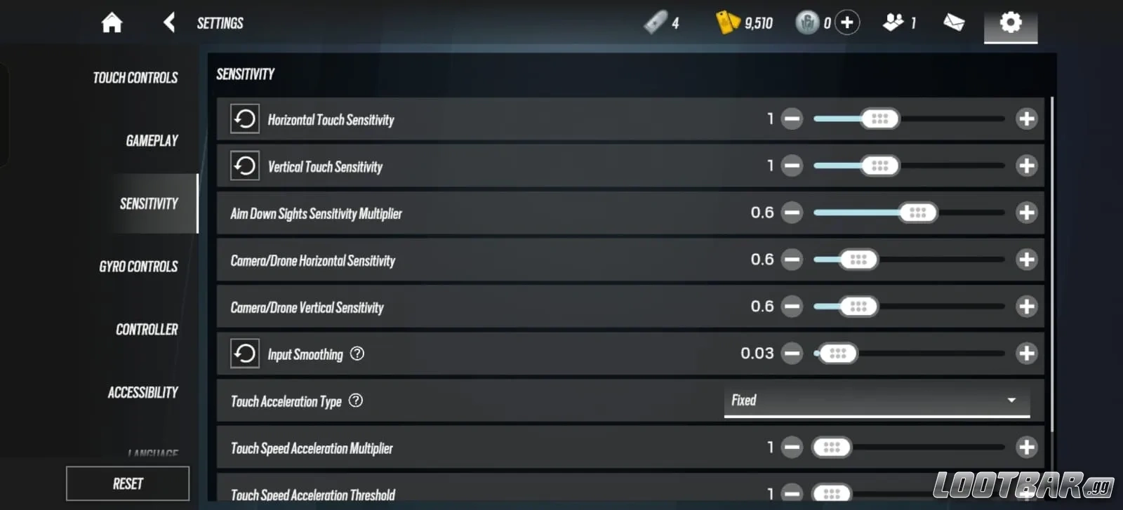 Touch sensitivity adjustments