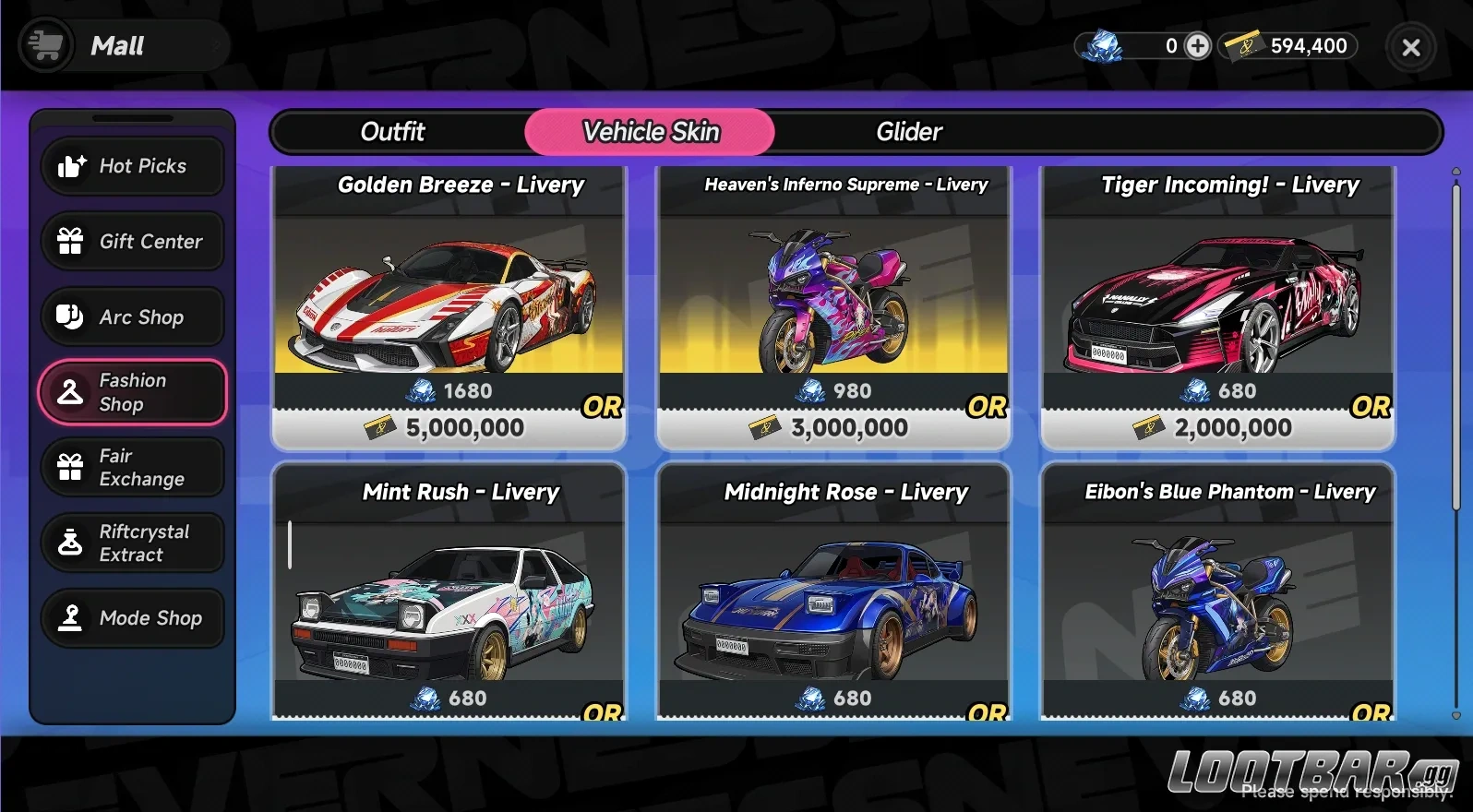 NTE Car Skins Shop