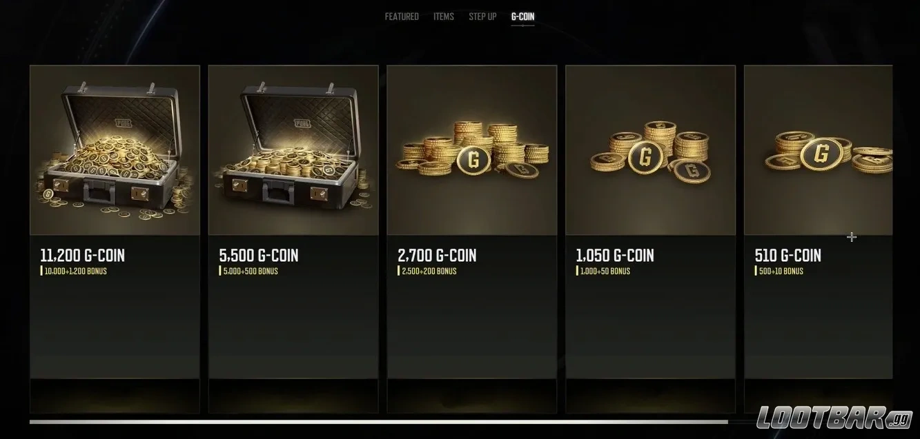 PUBG G-coins in-game shop