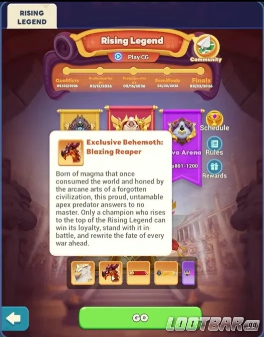 Blazing Reaper в Tiles Survive как эксклюзивный титан после события Rising Legend