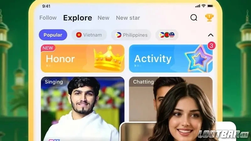 Poppo Live explore page