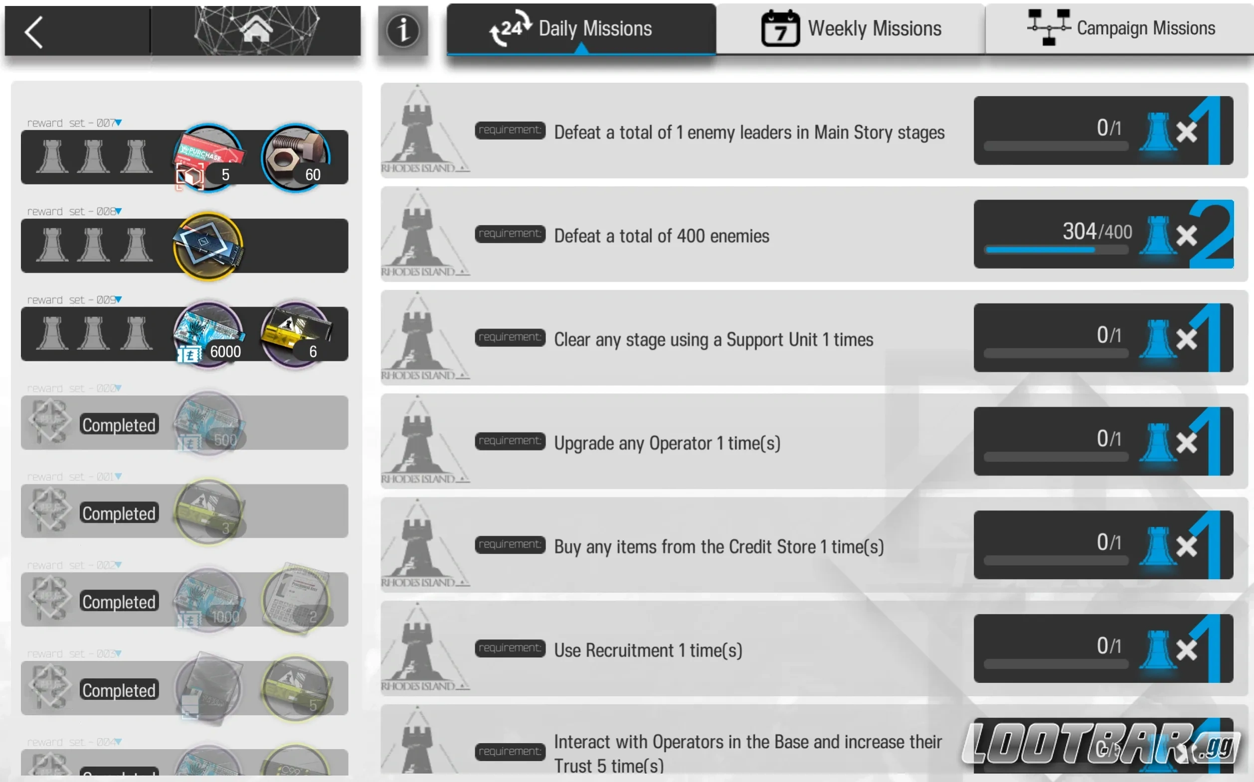 daily and weekly tab image