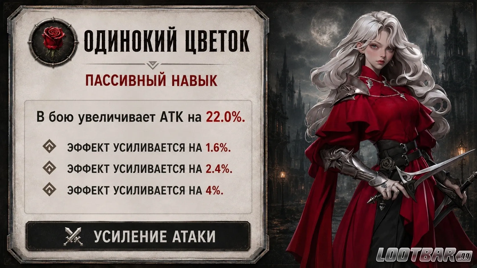 Пассивный навык Одинокий цветок (Lone Flower) Red Lady Carrie в Last Asylum Plague