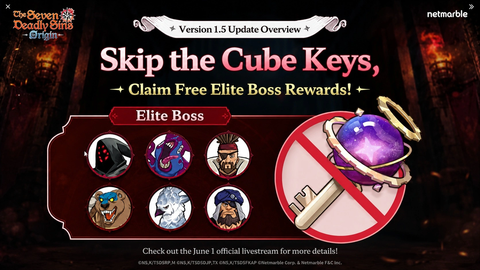 Skip the Cube Keys с наградами элитных боссов в 7DS Origin