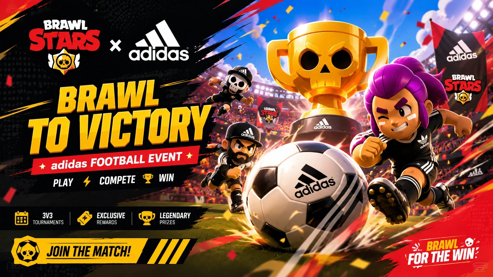 Коллаборация Brawl Stars и adidas для футбольного события