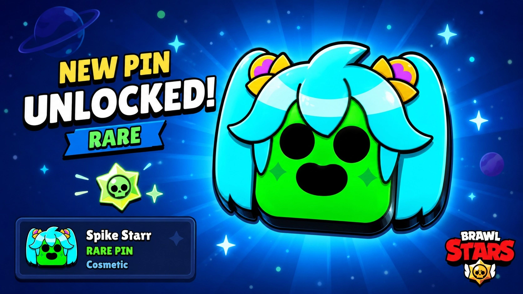 Редкий пин Спайка из Звёздного патруля в Brawl Stars