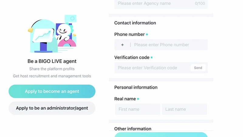 Creating a Bigo Live agency
