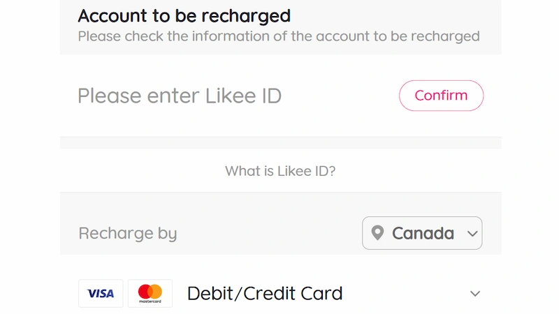 Likee top up on PC