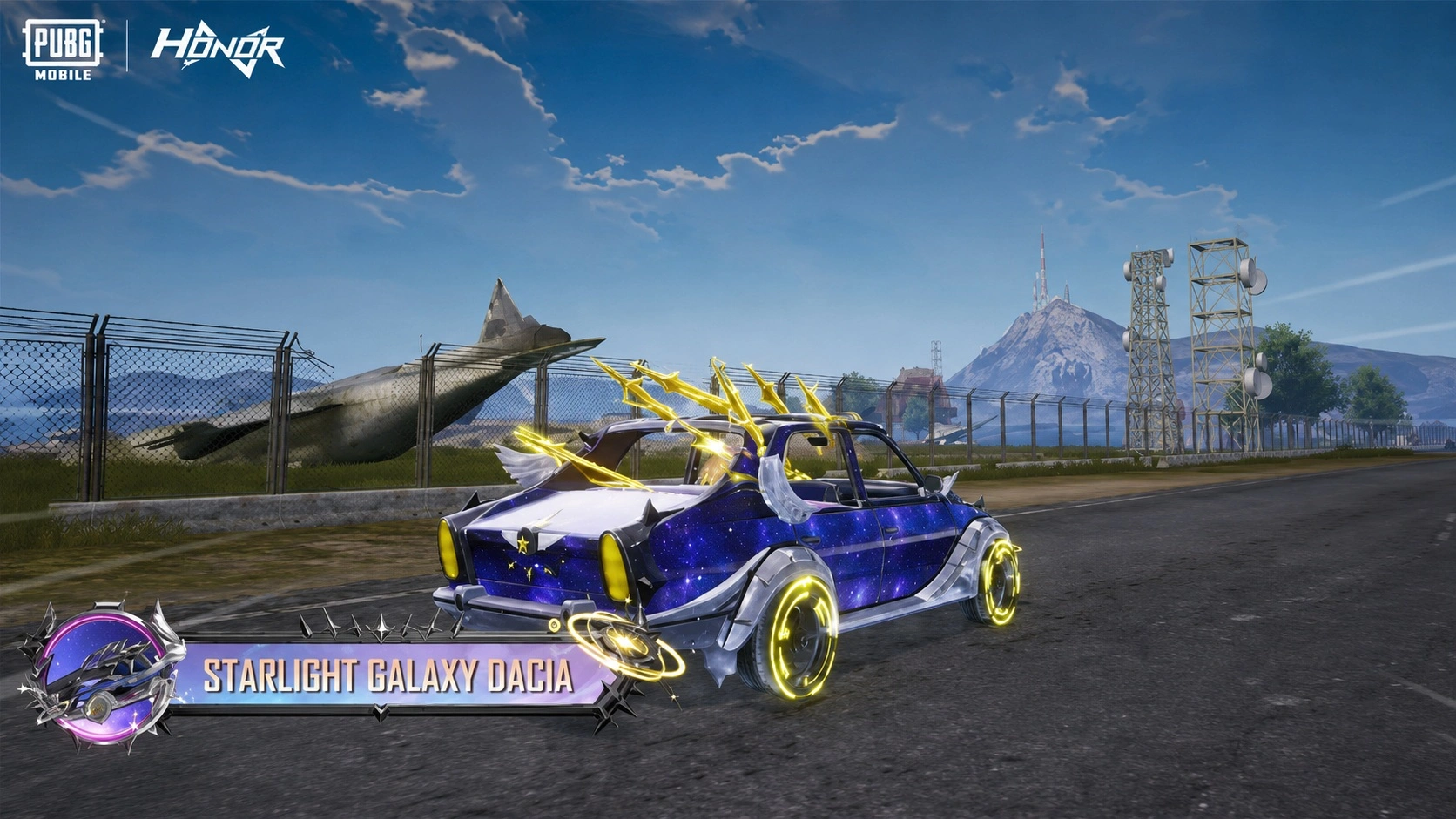 Starlight Galaxy Dacia в PUBG Mobile с галактическим свечением и космическими эффектами