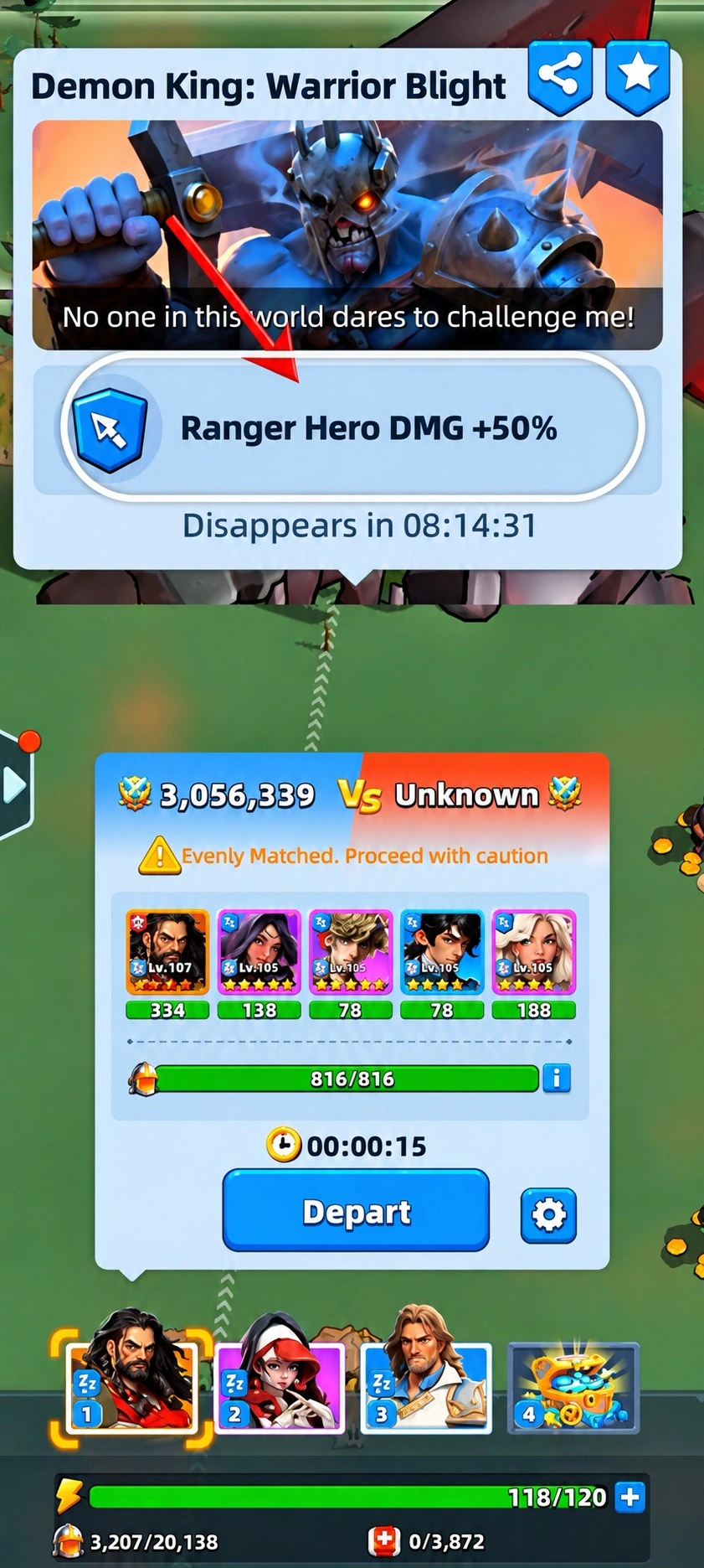 Модификатор Ranger hero DMG плюс 50 процентов для события Warrior Blight