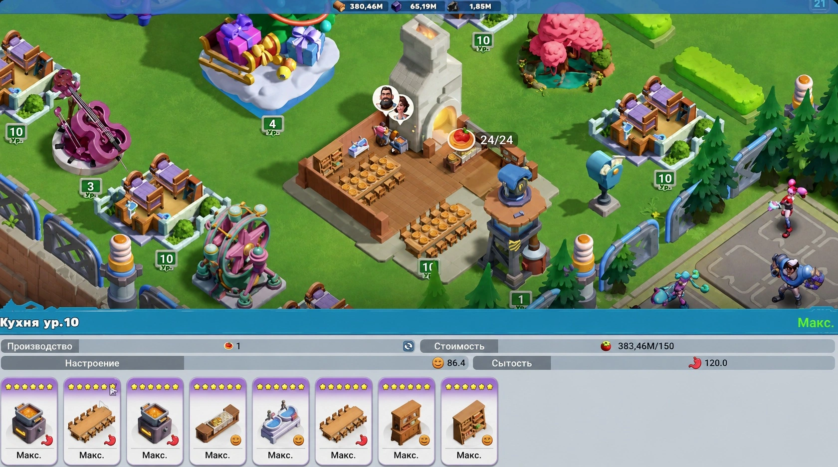 Кухня в Tiles Survive для еды, морали и стабильной работы выживших