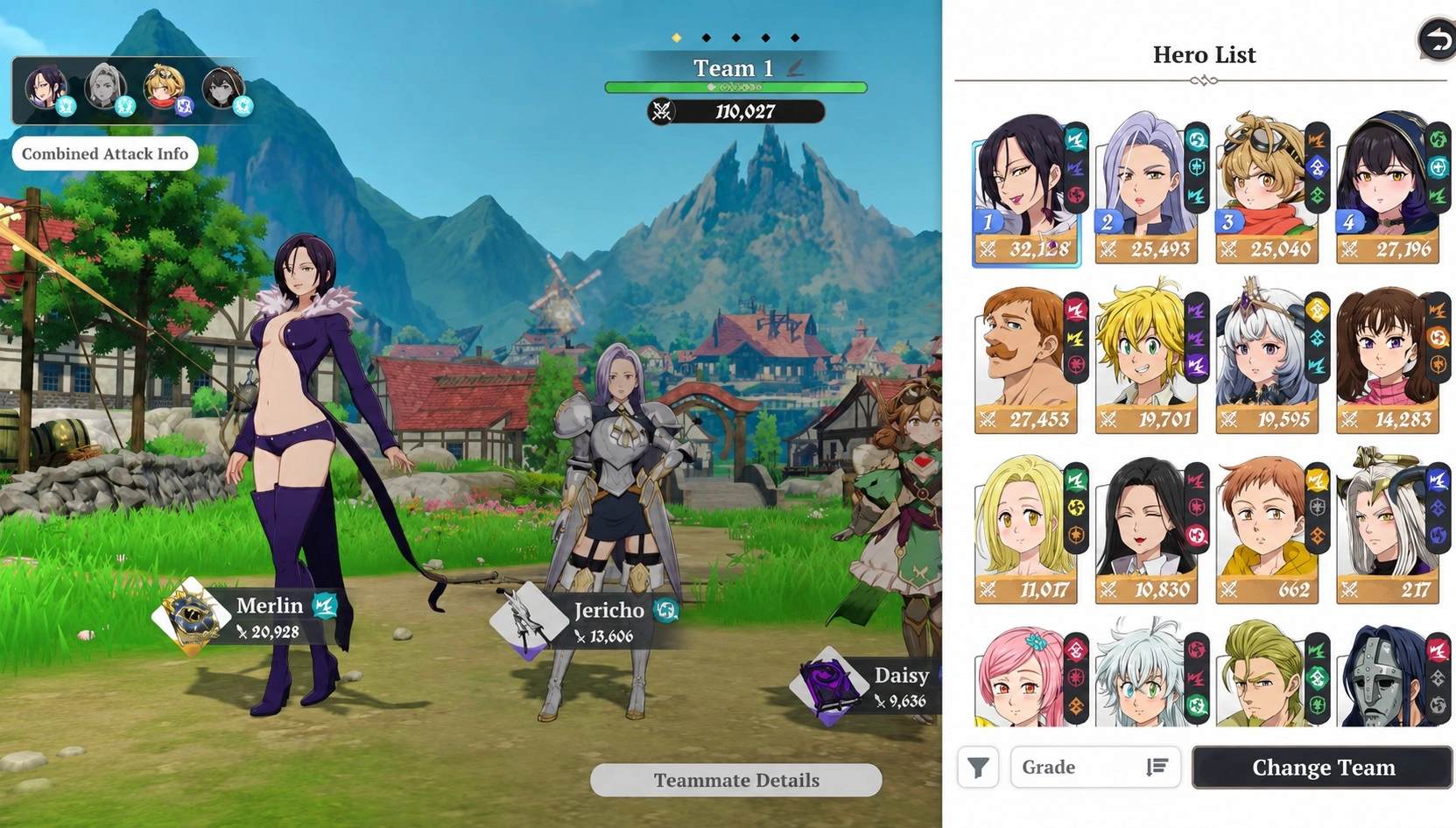 Команда для ледяной Мерлин в рейде The Seven Deadly Sins Origin