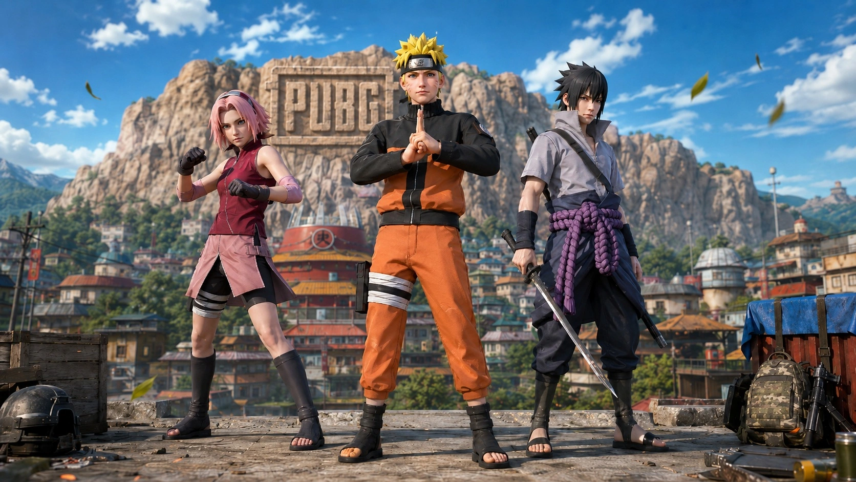 Скины Наруто, Сакуры и Саске в коллаборации PUBG Mobile x Naruto Shippuden