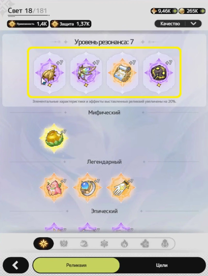Четыре верхних слота реликвий Sword x Staff и система резонанса