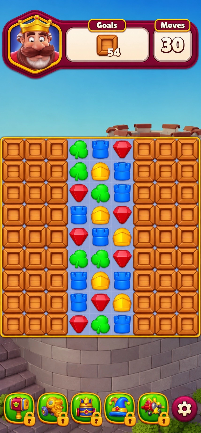 Игровое поле Royal Kingdom с поиском ходов в нижней части доски