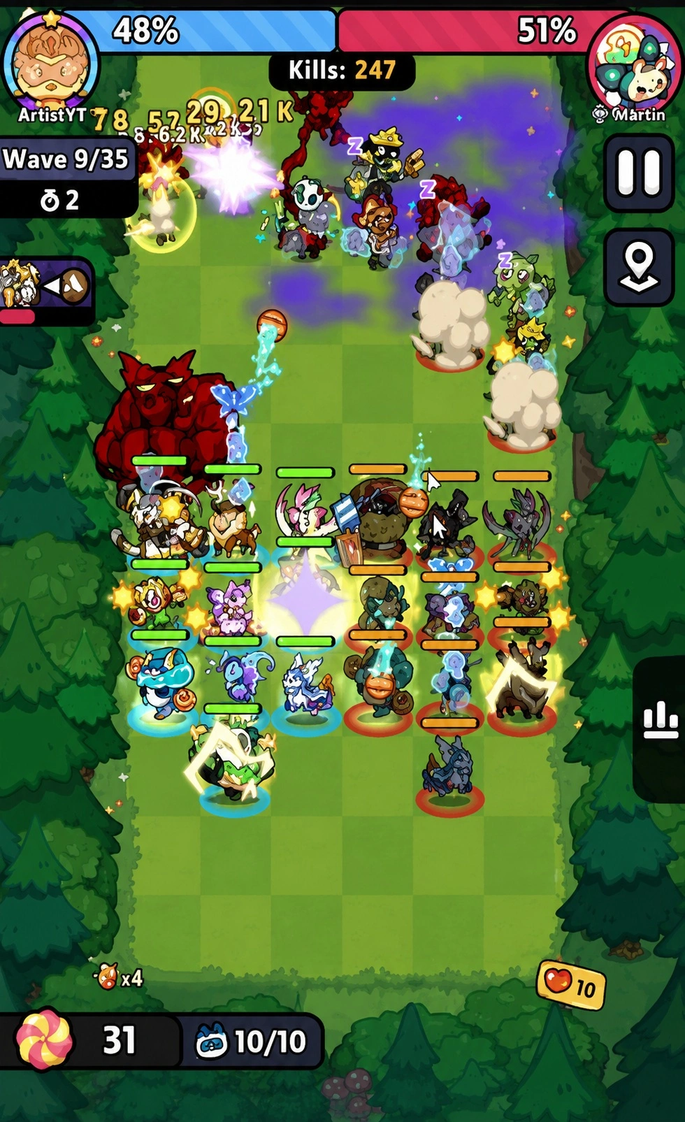 Светящийся шар Glowfly в навыке Horde Invasion, который прыгает по полю и накладывает паралич