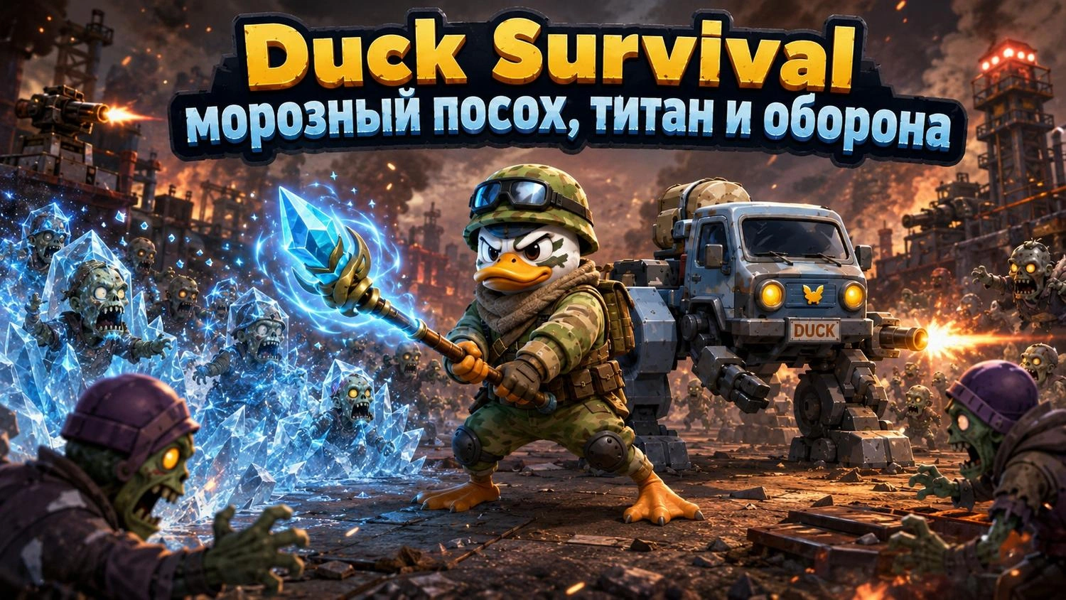 Duck Survival: морозный посох, титан и оборона