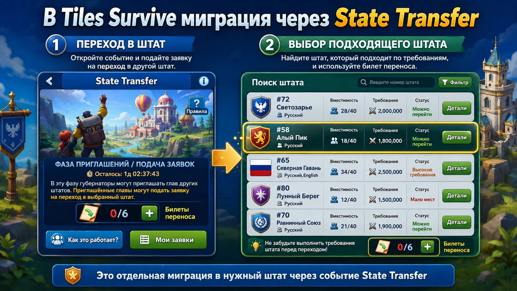 В Tiles Survive миграция через State Transfer