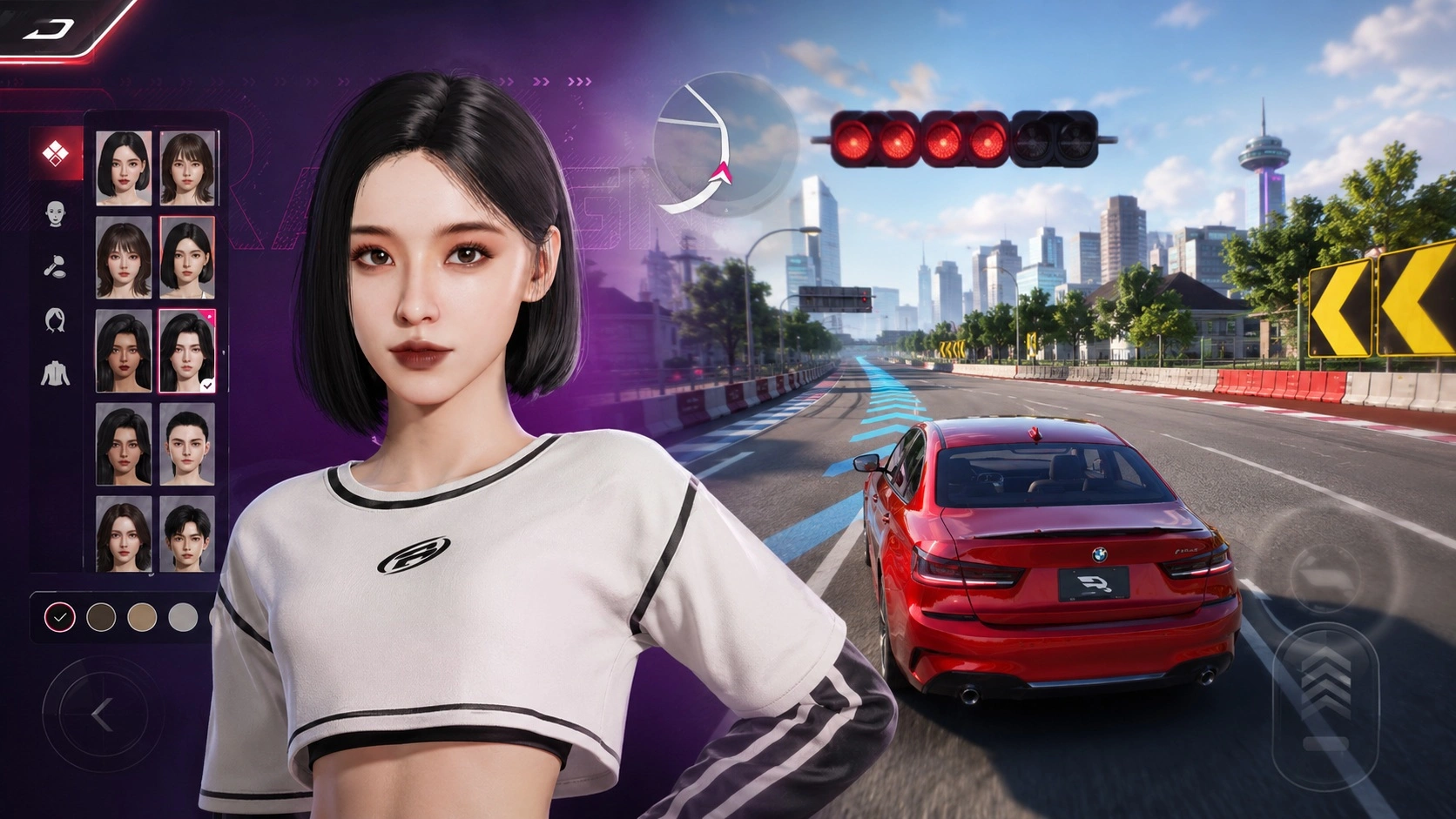 Создание персонажа и первый обучающий заезд в Racing Master