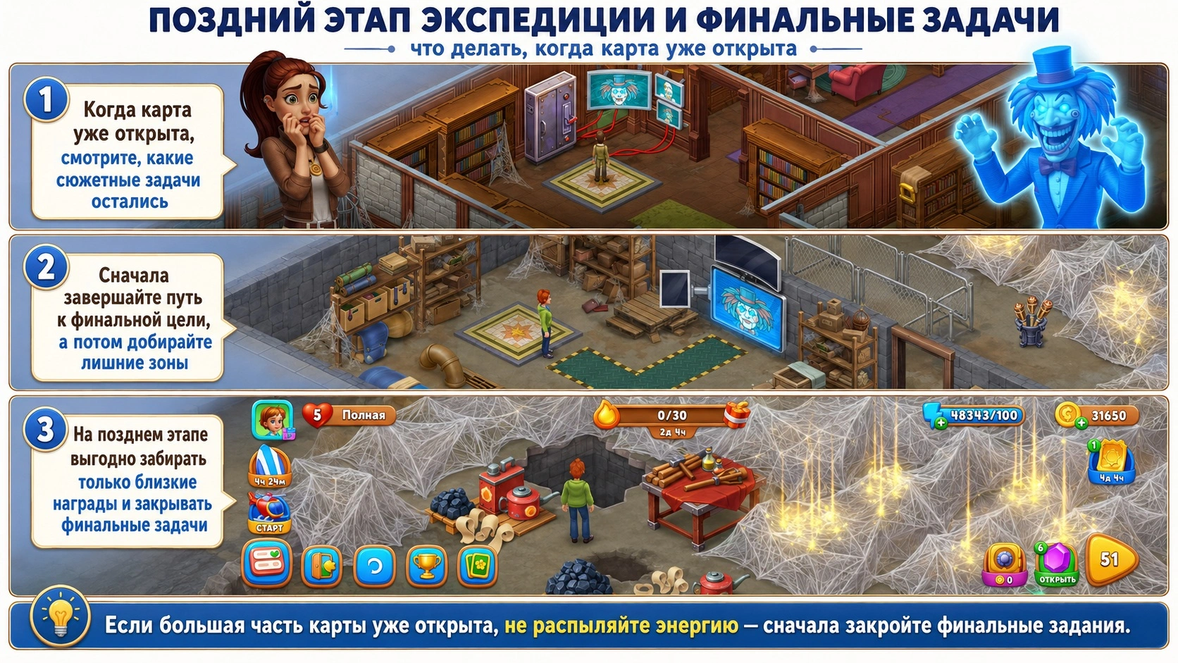 Gardenscapes поздний этап экспедиции с финальными заданиями и открытой картой