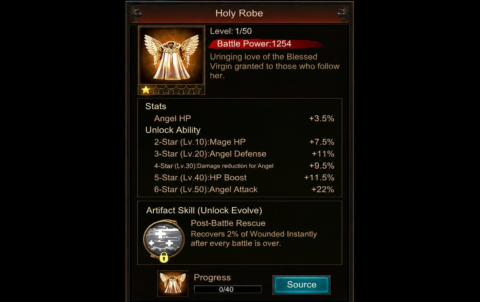 Артефакт Holy Robe в War and Order