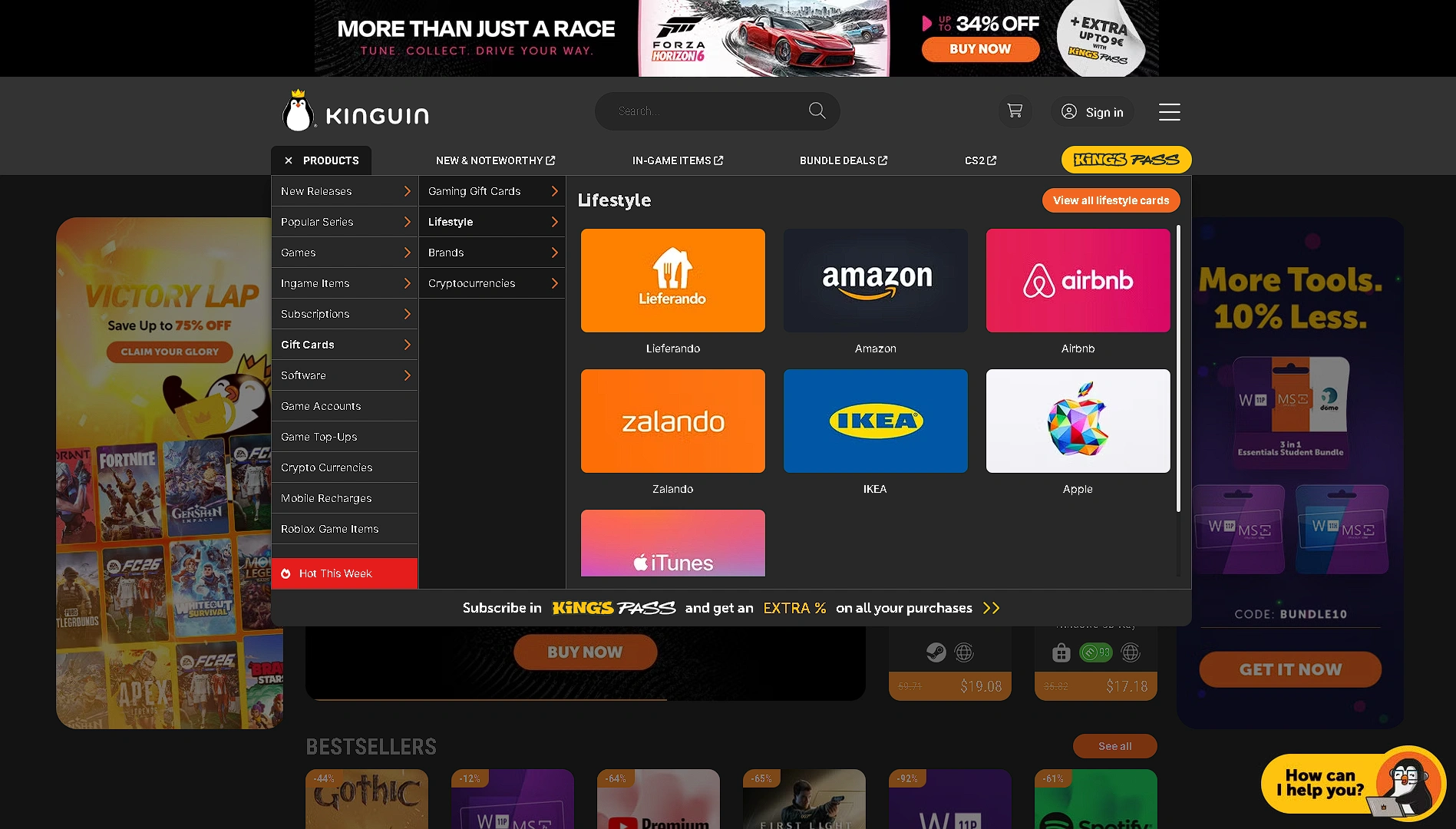 Kinguin Gift Card page