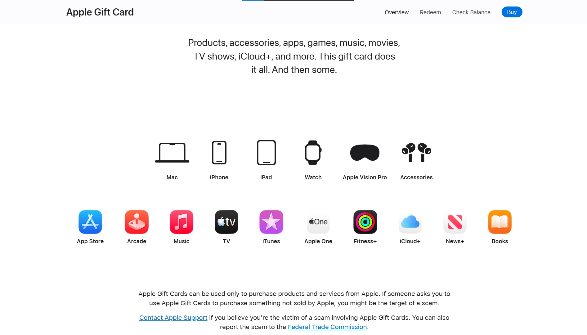 Apple's official gift card page