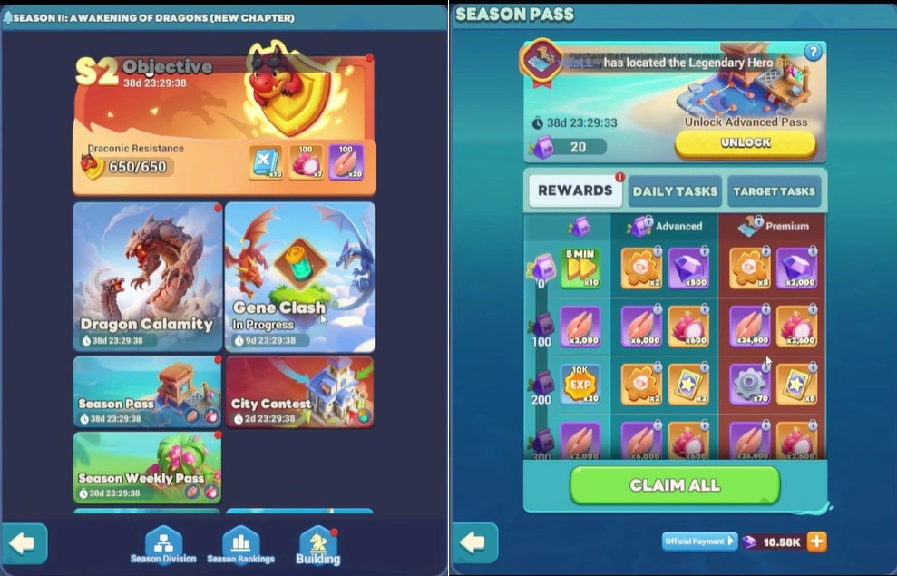 Сезонный прогресс и еженедельный пропуск Tiles Survive S5