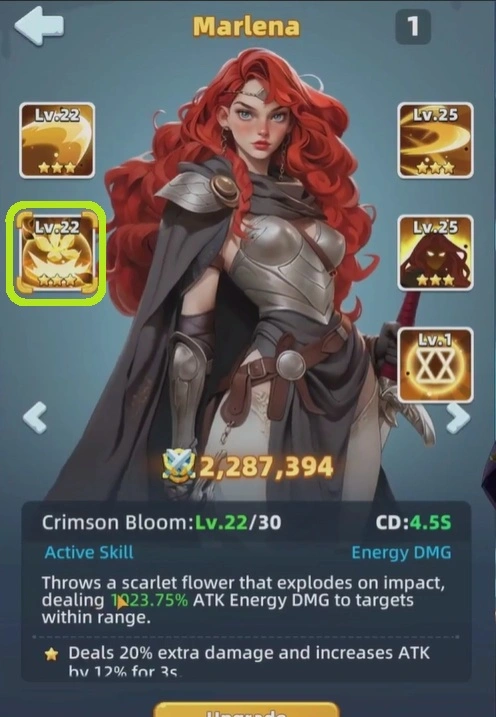 Навык Crimson Bloom Марлены с алым цветком и взрывом по врагу
