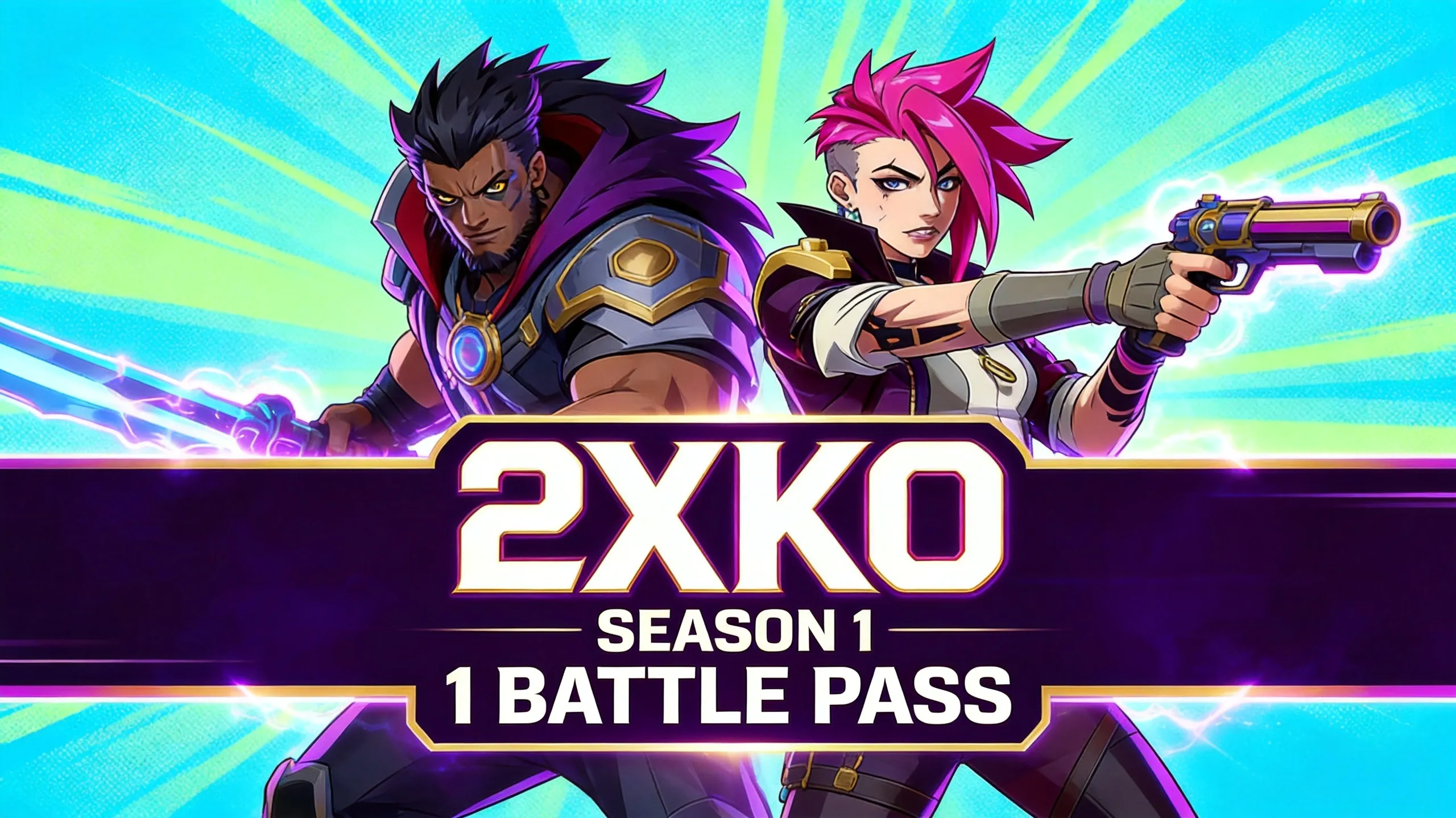 2XKO Season 1 Battle Pass rewards with Chromacrash Warwick and Arcane Caitlyn