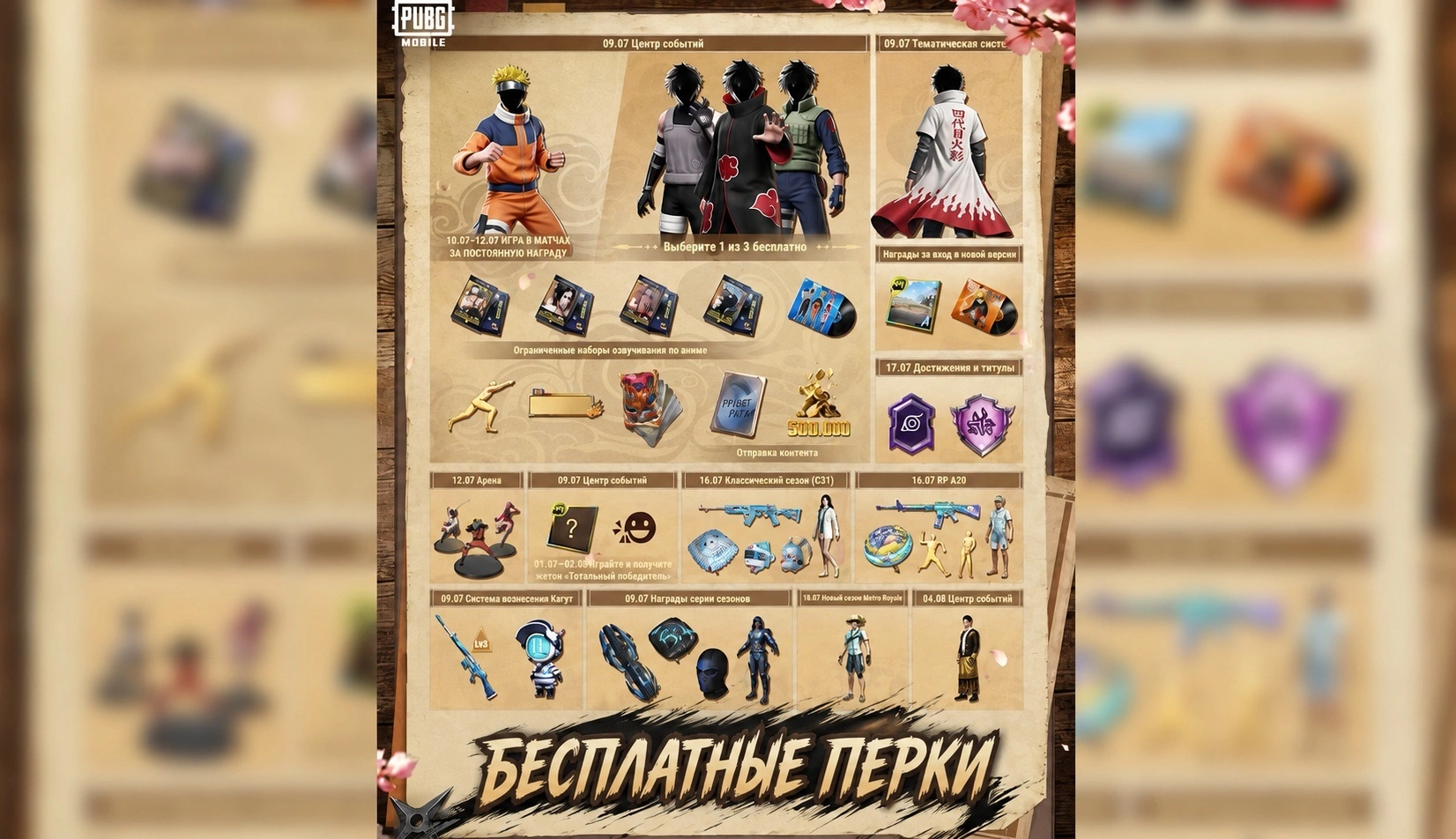 Бесплатные скины Naruto Shippuden в PUBG Mobile 4.5: плащ Минато, Акацки, шиноби и ANBU