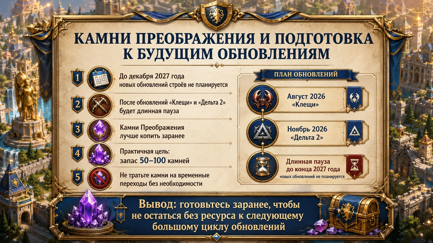 Камни Преображения и подготовка к будущим обновлениям строёв Rise of Kingdoms