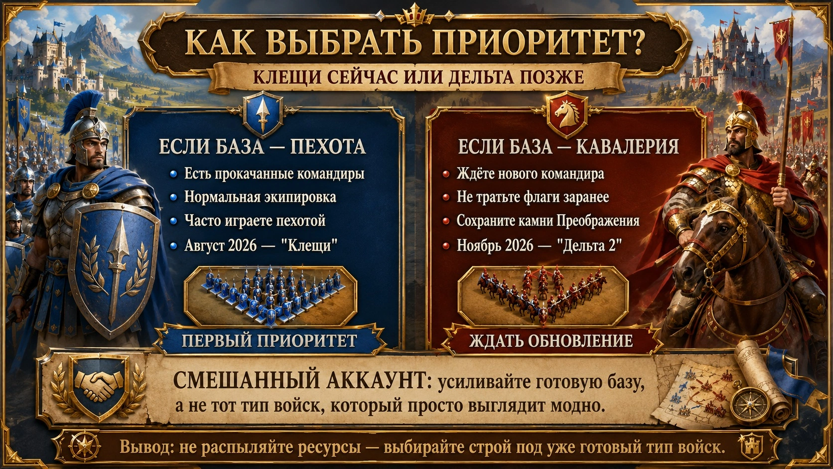 Как выбрать между обновлёнными Клещами и Дельтой 2 в Rise of Kingdoms