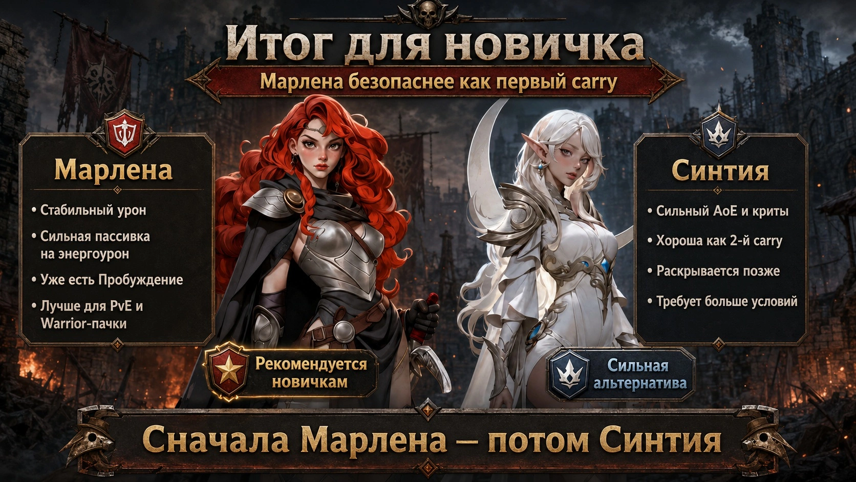 Марлена безопаснее Синтии как первый carry герой для новичка Last Asylum Plague