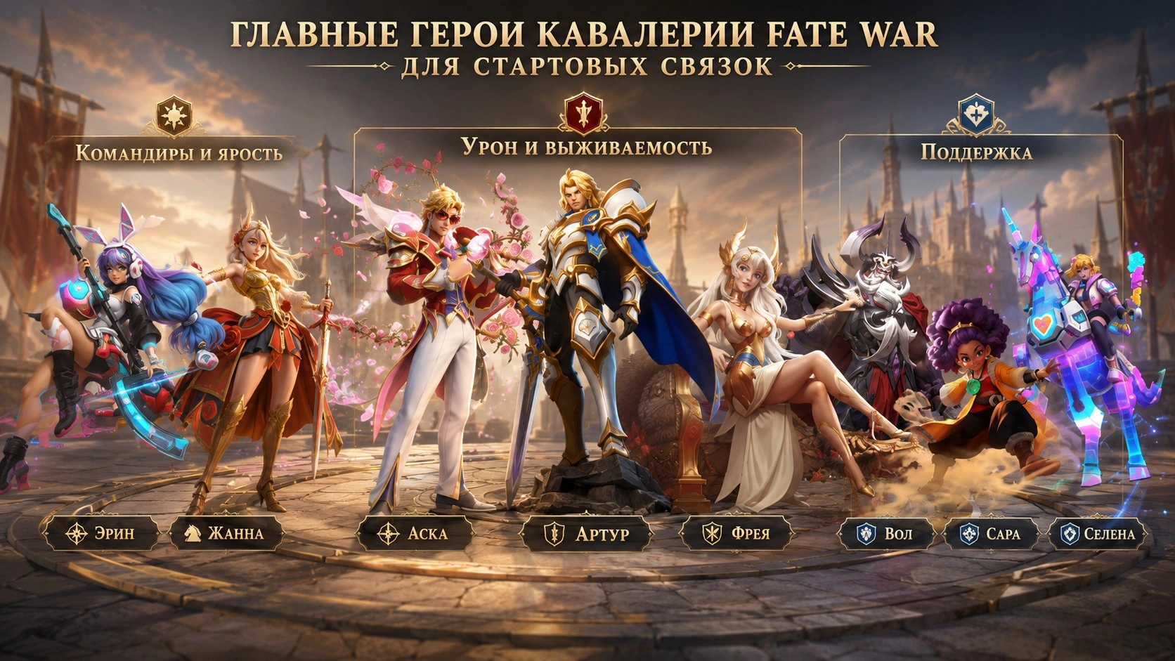 Главные герои кавалерии Fate War для стартовых связок