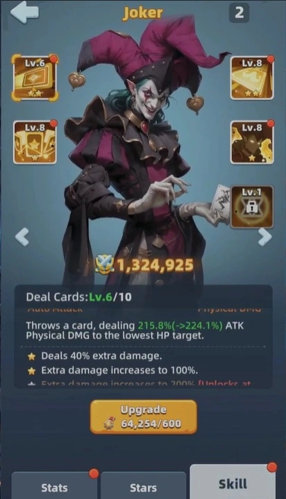 Первый навык Джокера Deal Card в Last Asylum Plague
