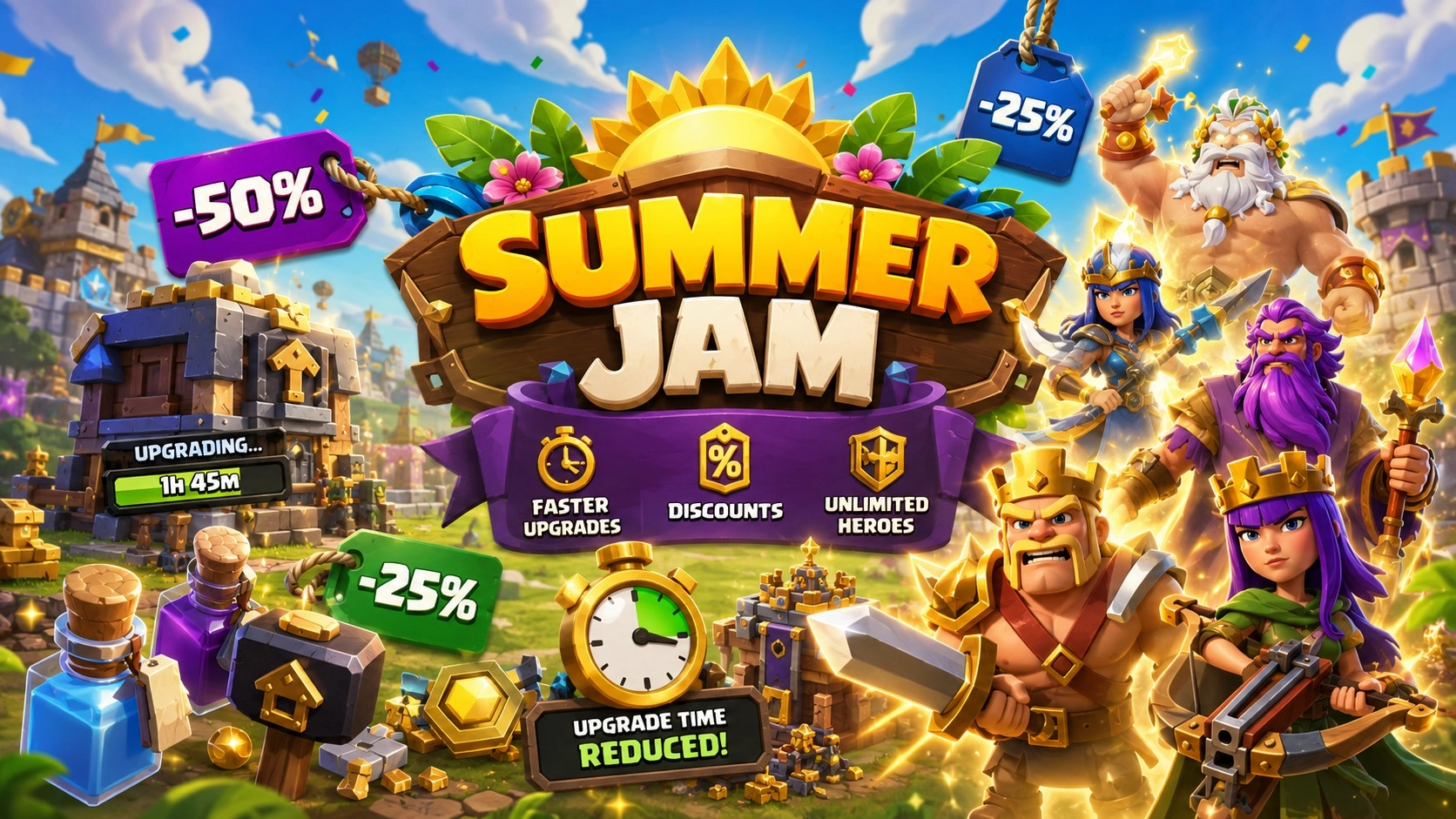 Summer Jam и скидки на улучшения в Clash of Clans