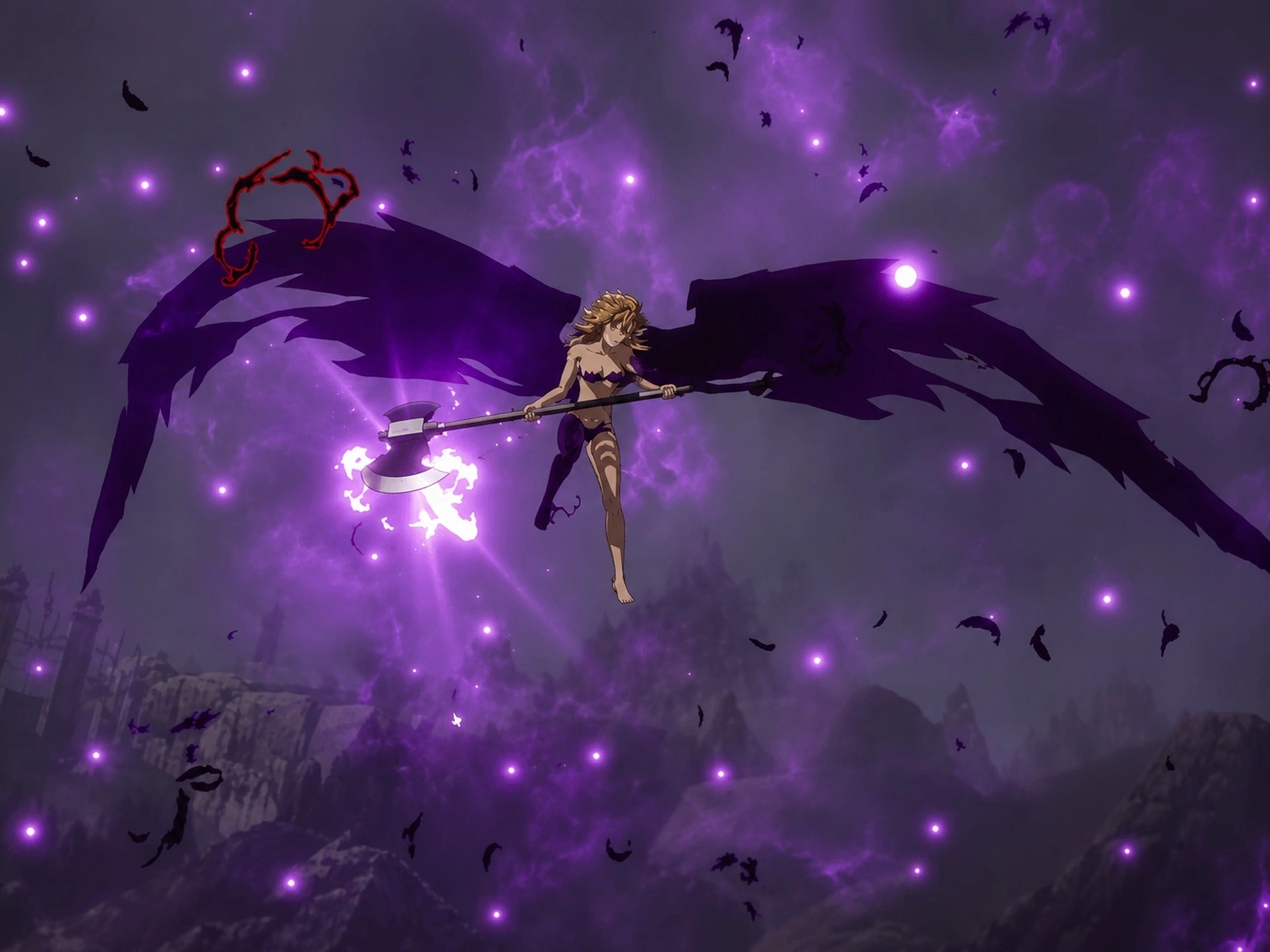 Derieri с топором как новым оружием баннера обновления 1.8 в The Seven Deadly Sins Origin