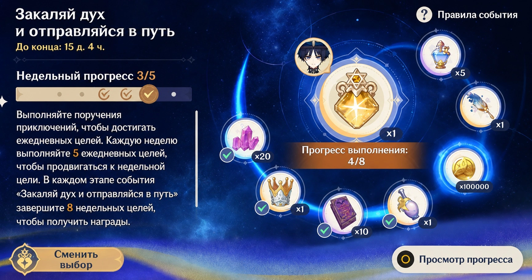 Событие «Закаляй дух и отправляйся в путь» в Genshin Impact - недельный прогресс, цели и награды