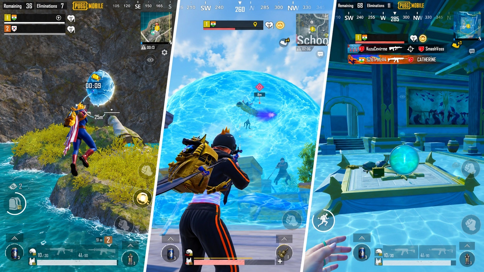 Граната водной сферы, бластер водной сферы и капсула побега кита в PUBG Mobile 4.6